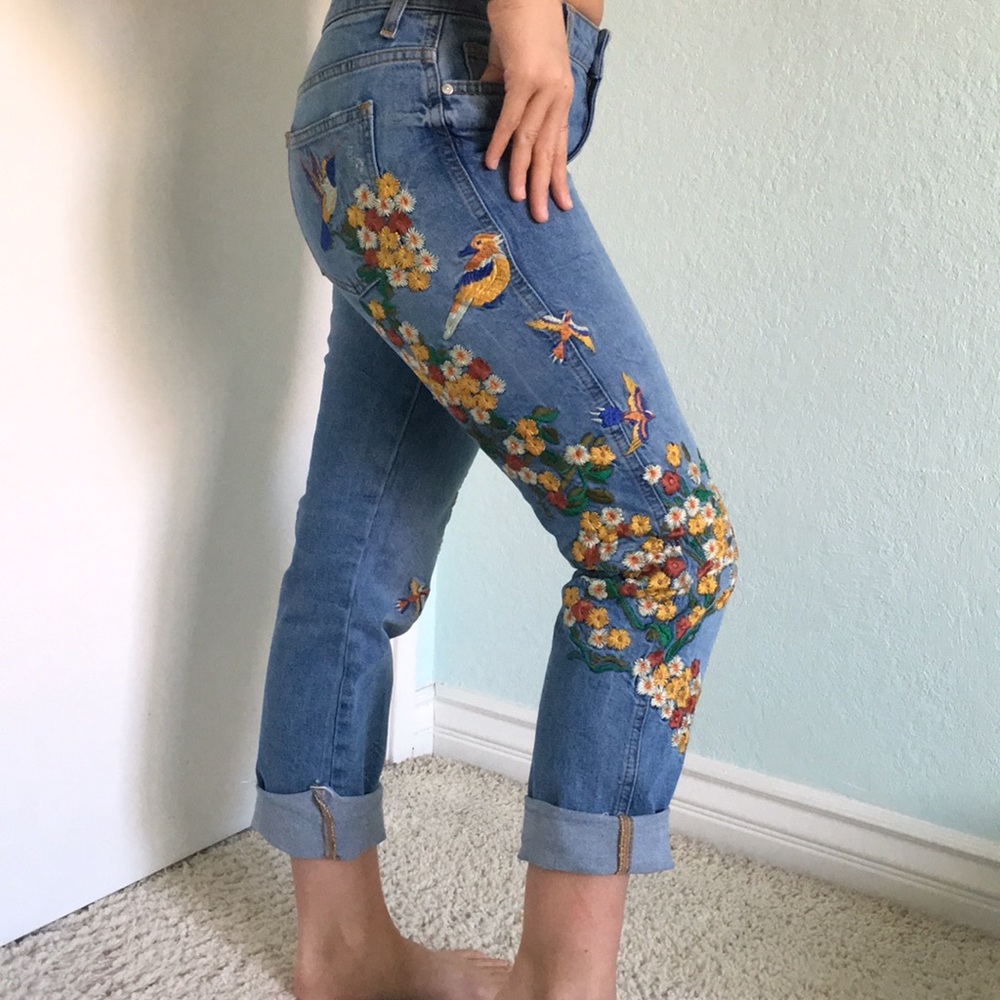 Free people embroidered jeans